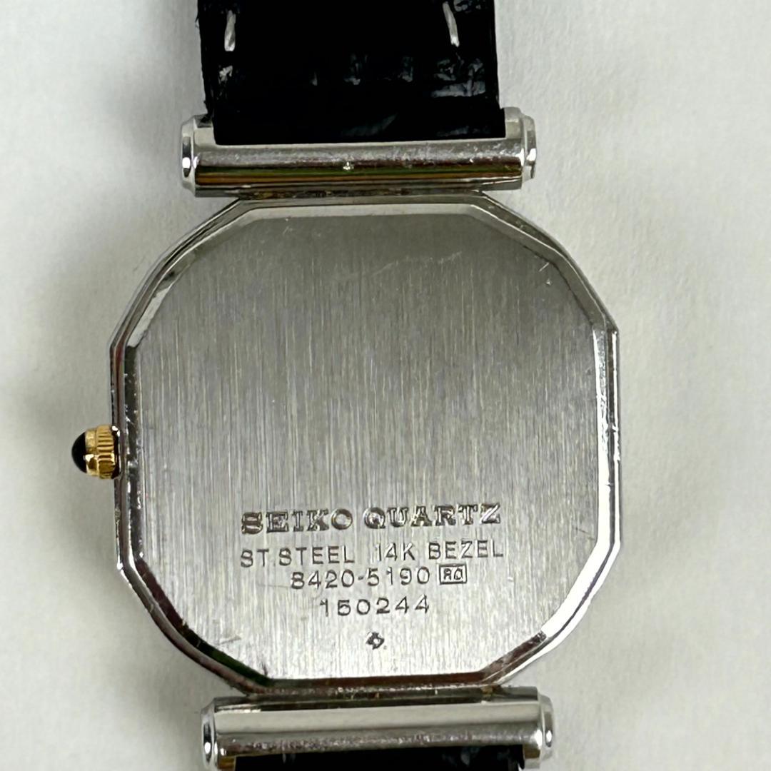 【良品・稼働品】クレドール 14金 ベゼル K14 銀色文字盤　新品革ベルト