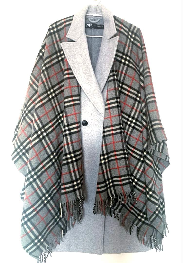 【送料無料】希少！BURBERRY ノヴァチェック ウール カシミアケープ