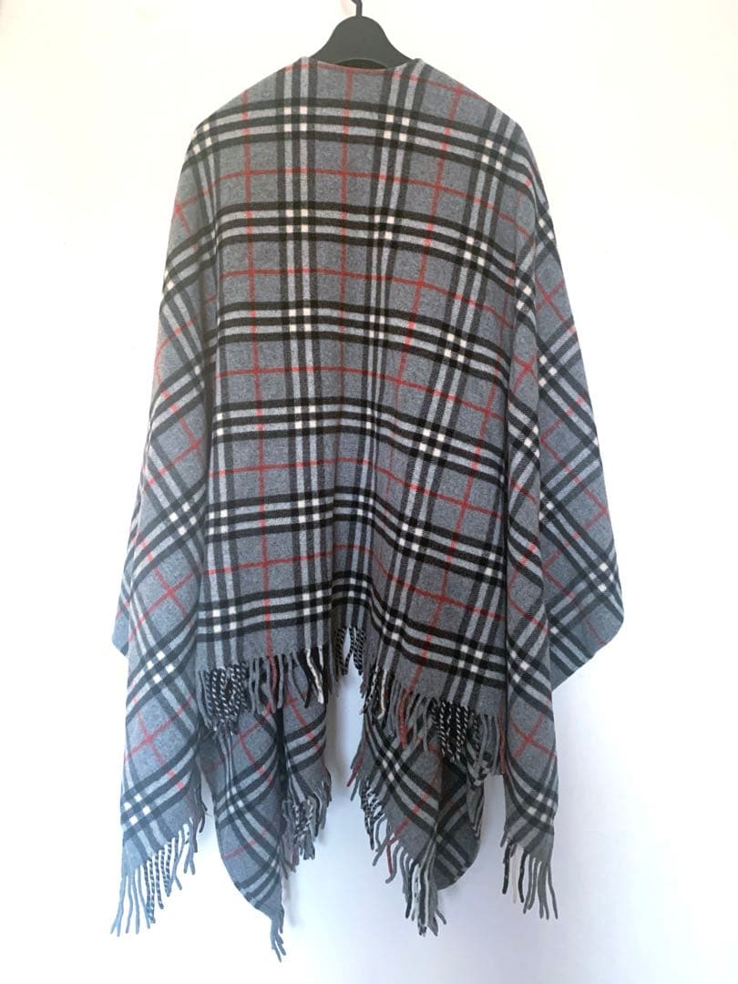 【送料無料】希少！BURBERRY ノヴァチェック ウール カシミアケープ