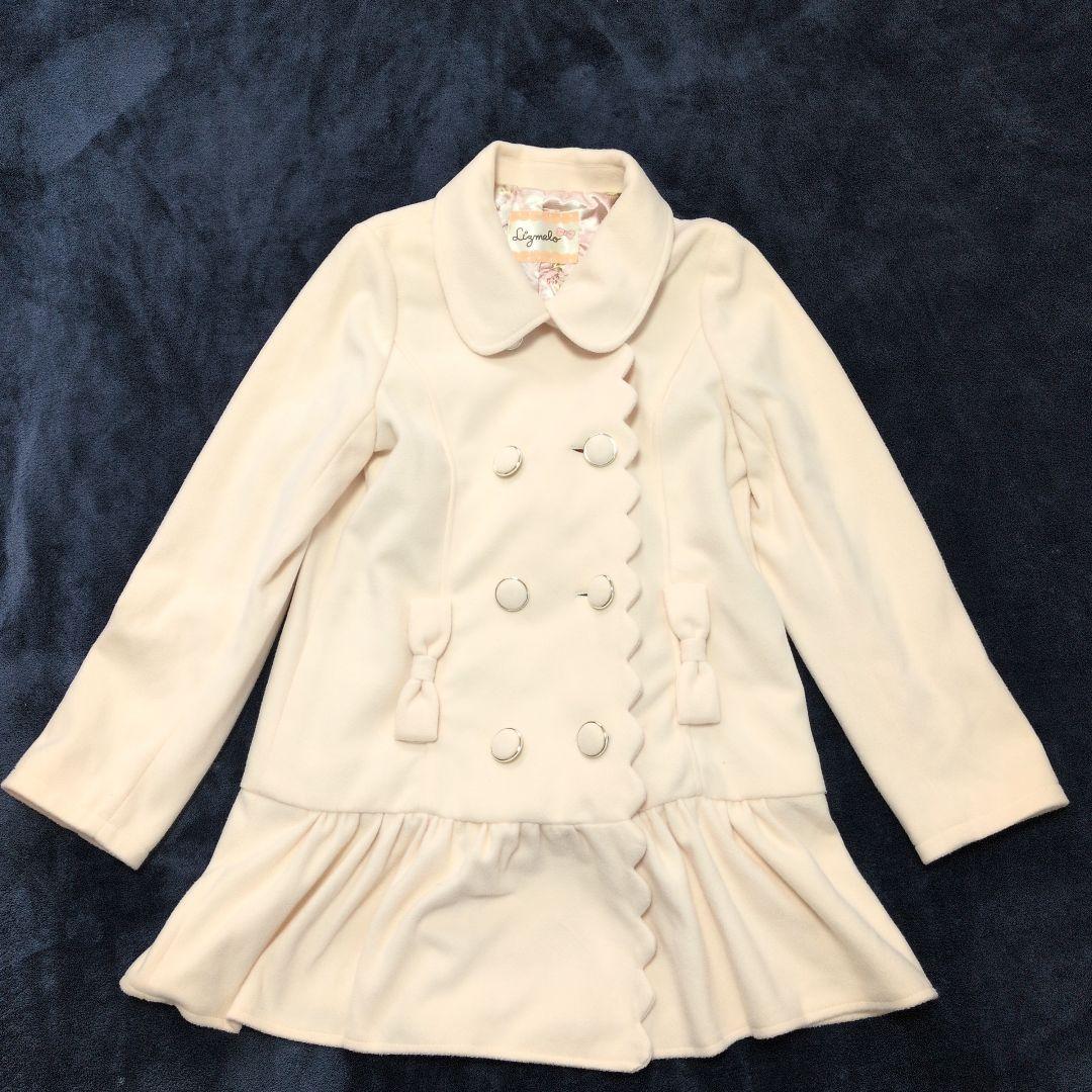 リズメロ ピーコート ダブルブレスト リボン フリル アイボリー マイメロコラボ