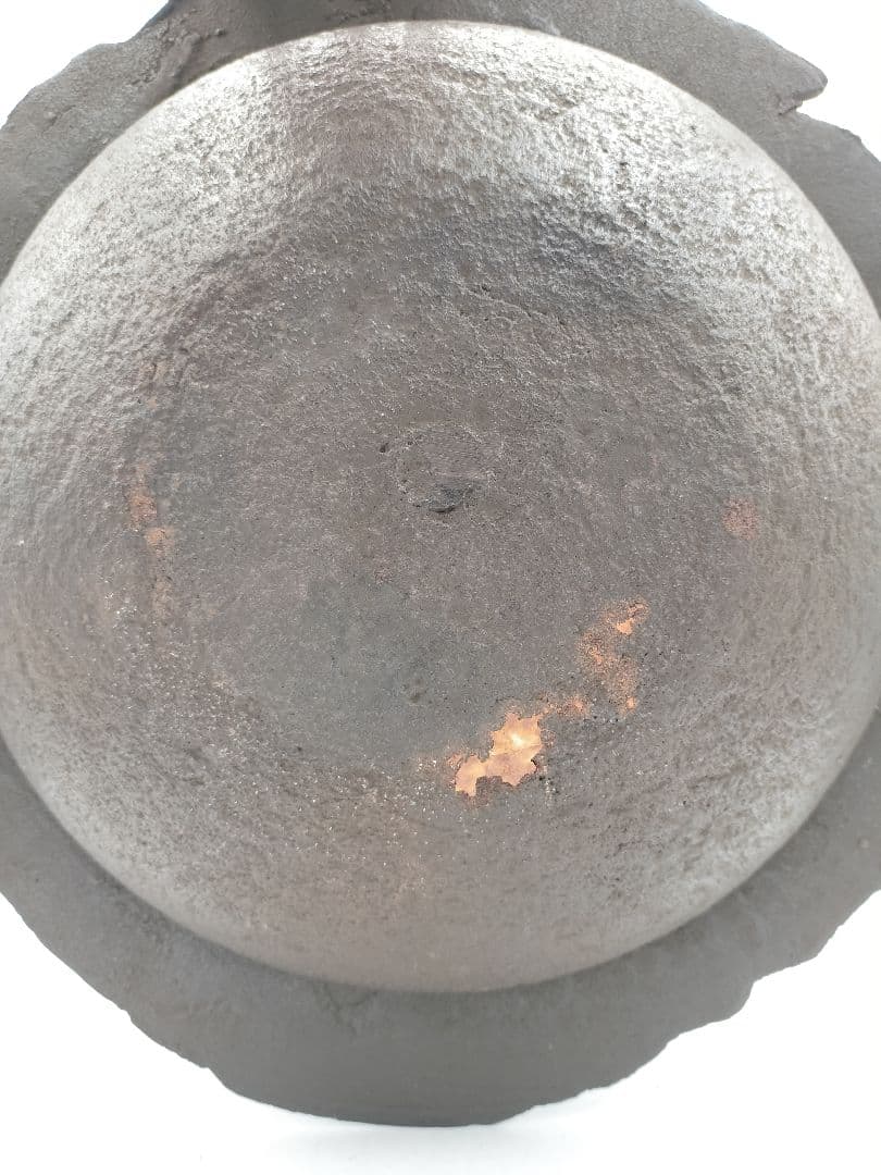 c708 焼抜透木釜　桜川 透木付 茶道具 古物