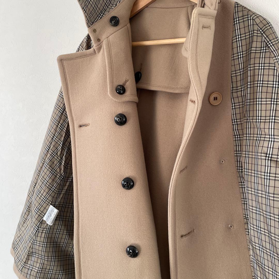 ✨ 【BURBERRY】バーバリー ウール ケープ風ショートコート（キャメル)