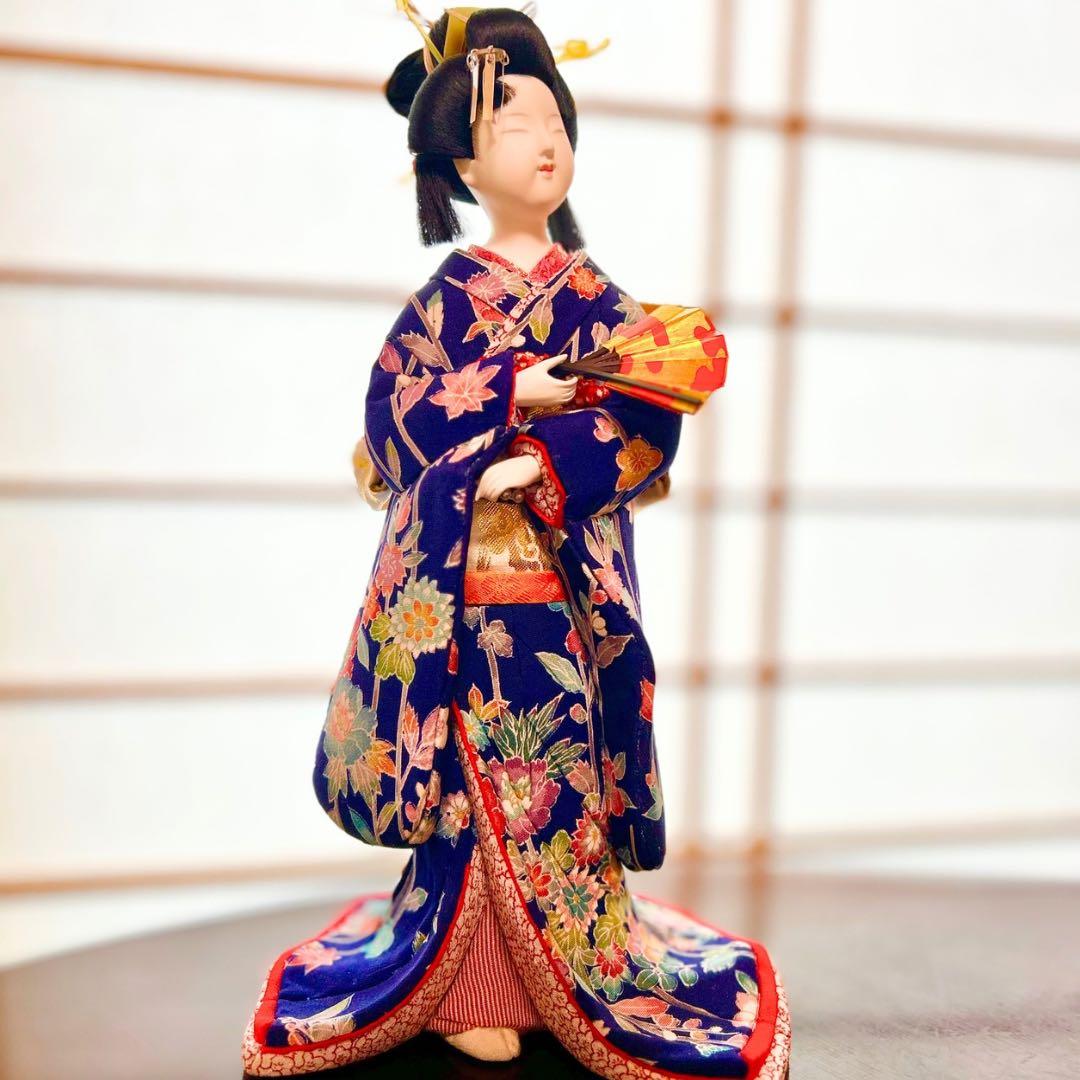 木目込み人形　真多呂人形　伝統工芸品　送料込　着物　置物　平安朝　JAPAN 和