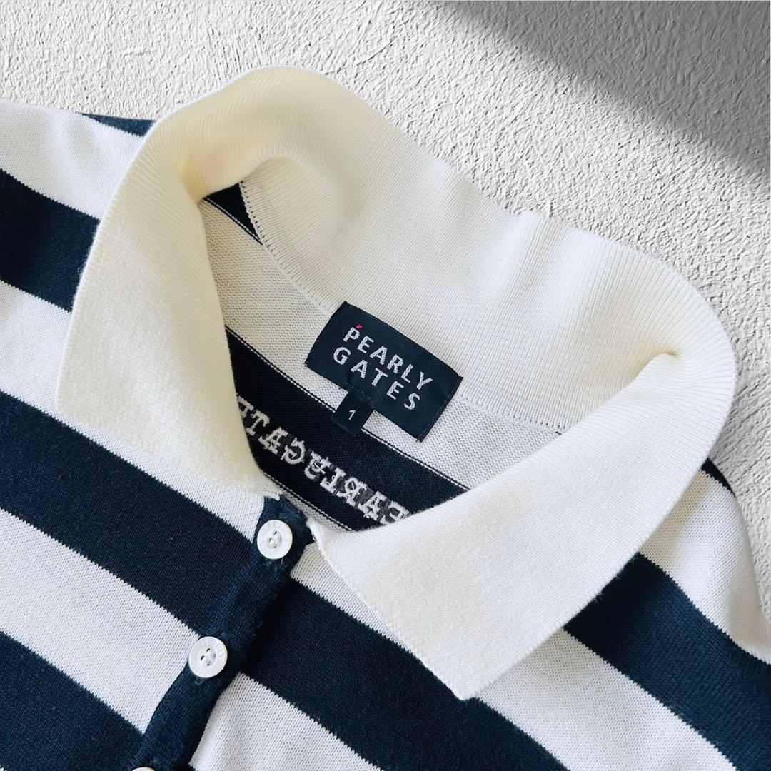 【美品】パーリーゲイツ 薄手ニット ワンピース ボーダー プリーツ スカート