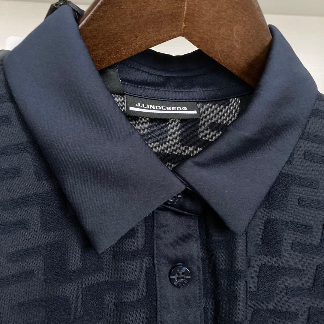 新品J.LINDEBERG レディース長袖ポロシャツ ネイビー Lサイズ 秋冬