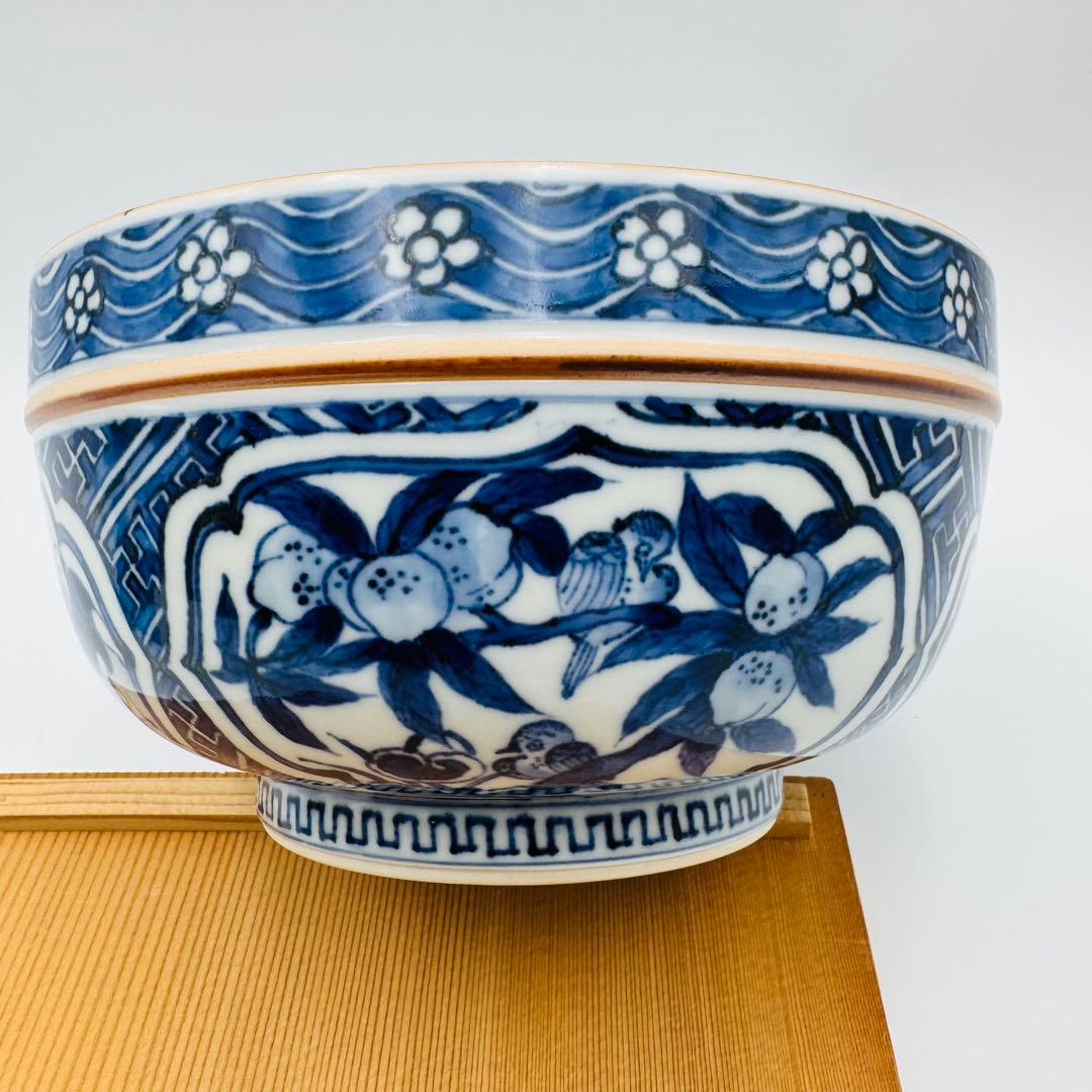 【清閑寺　杉田祥平　祥端面取花鳥山水画　鉢】料亭　割烹　食器