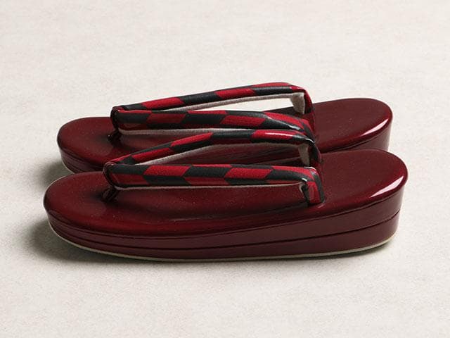 【新品】草履バッグセット　矢羽根柄(黒&赤)　 W40838