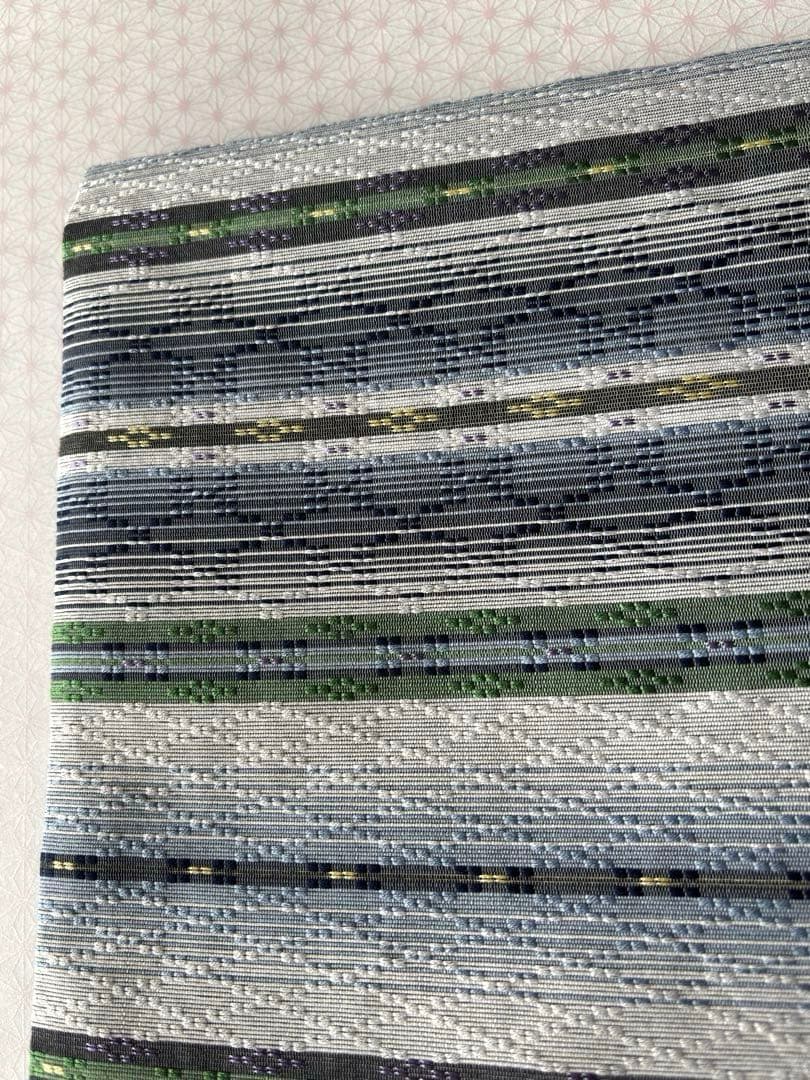 OB86京都西陣織　九寸名古屋帯花織　　全通　新品　お仕立て上がり