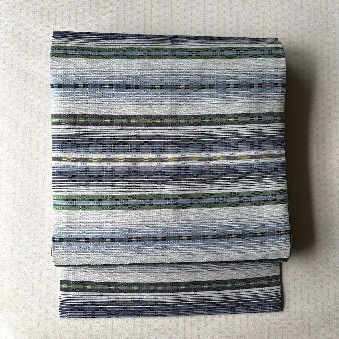 OB86京都西陣織　九寸名古屋帯花織　　全通　新品　お仕立て上がり