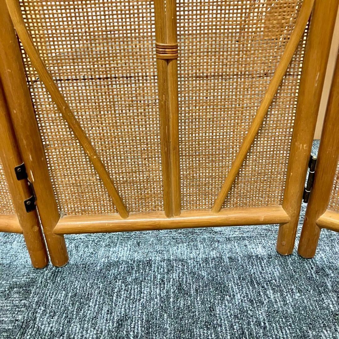 《超美品》 ラタン パーテーション 藤 4連 仕切り 昭和レトロ 間仕切り 衝立