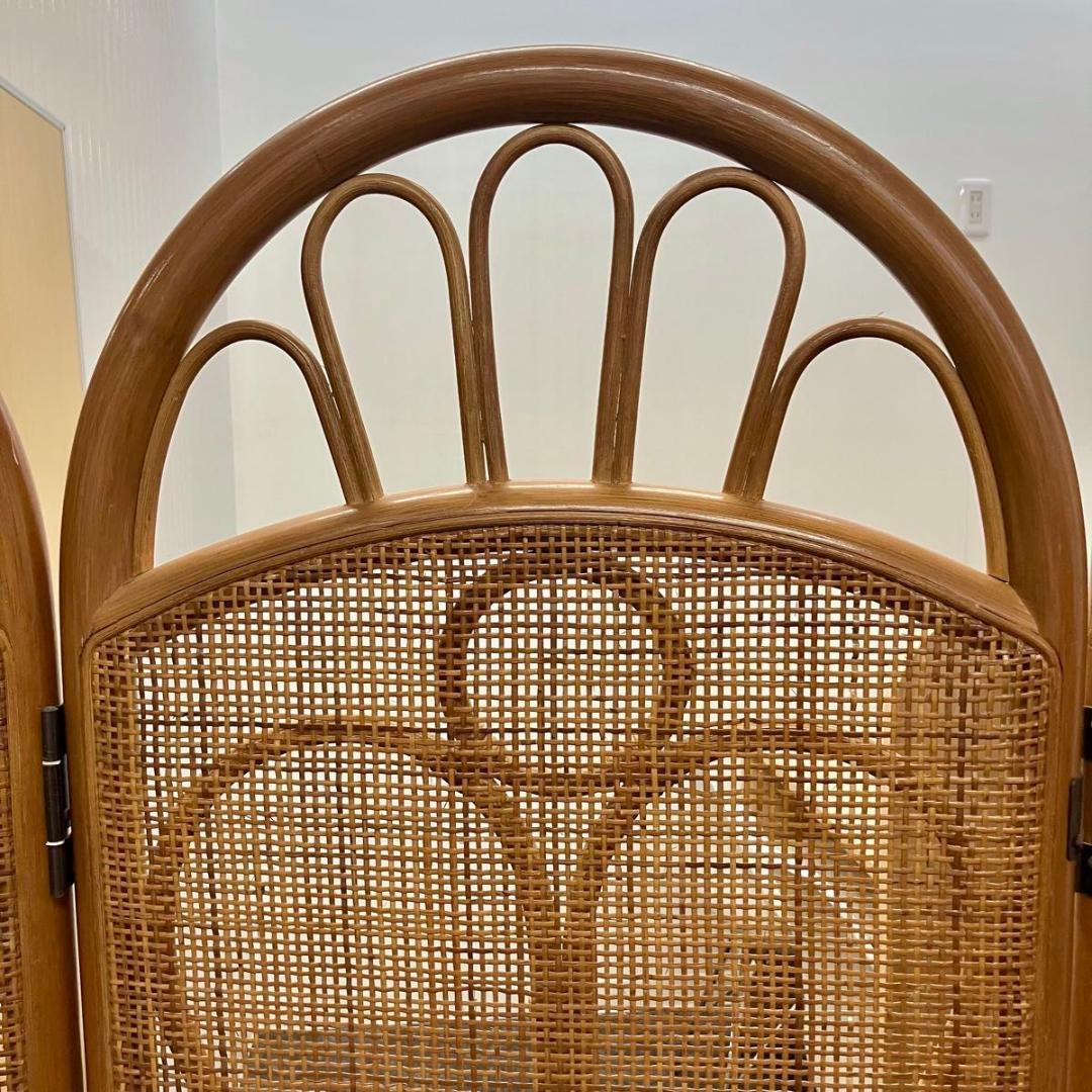 《超美品》 ラタン パーテーション 藤 4連 仕切り 昭和レトロ 間仕切り 衝立