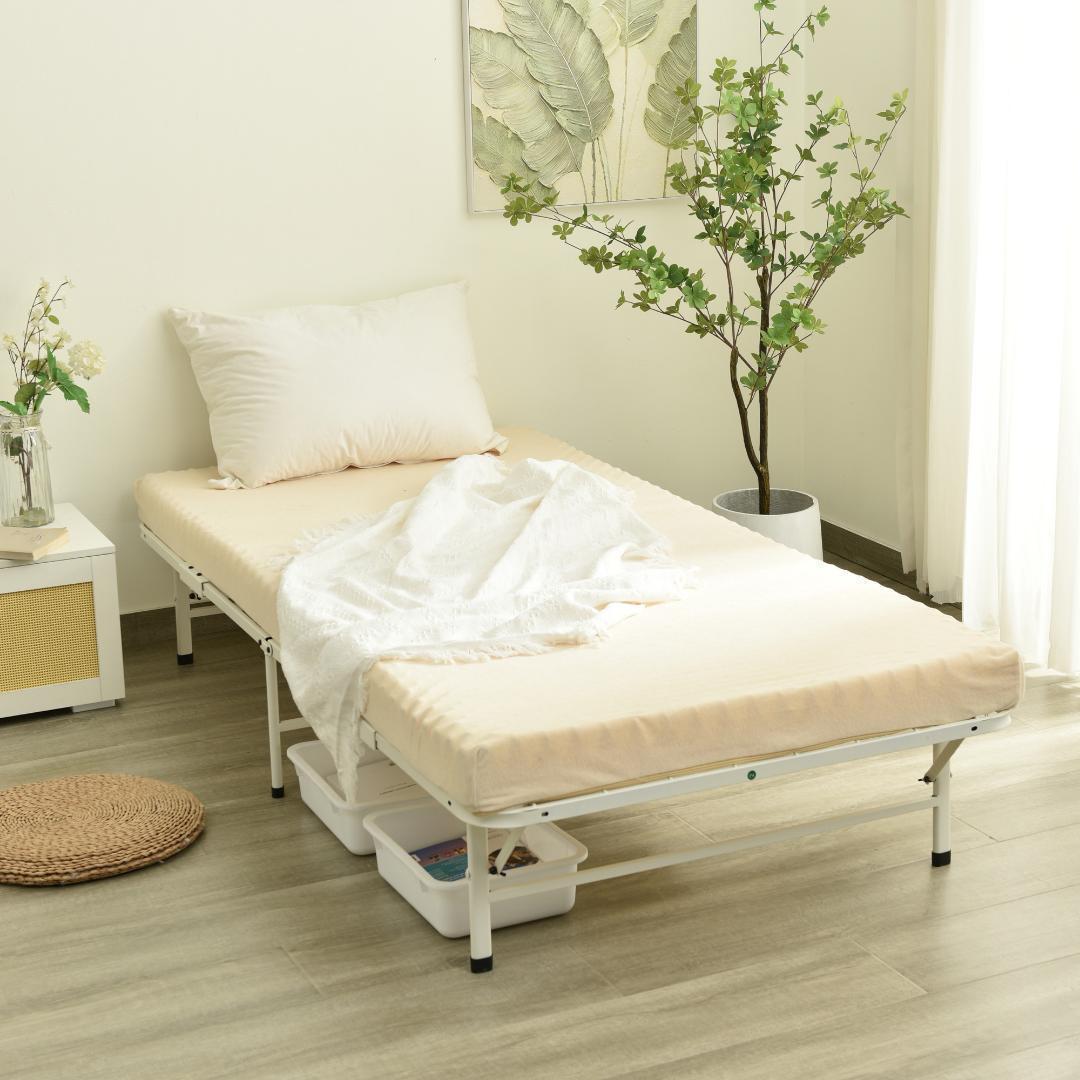 パイプベッド折りたたみベッドシングルベッド下収納シングルベッド耐荷重200kg