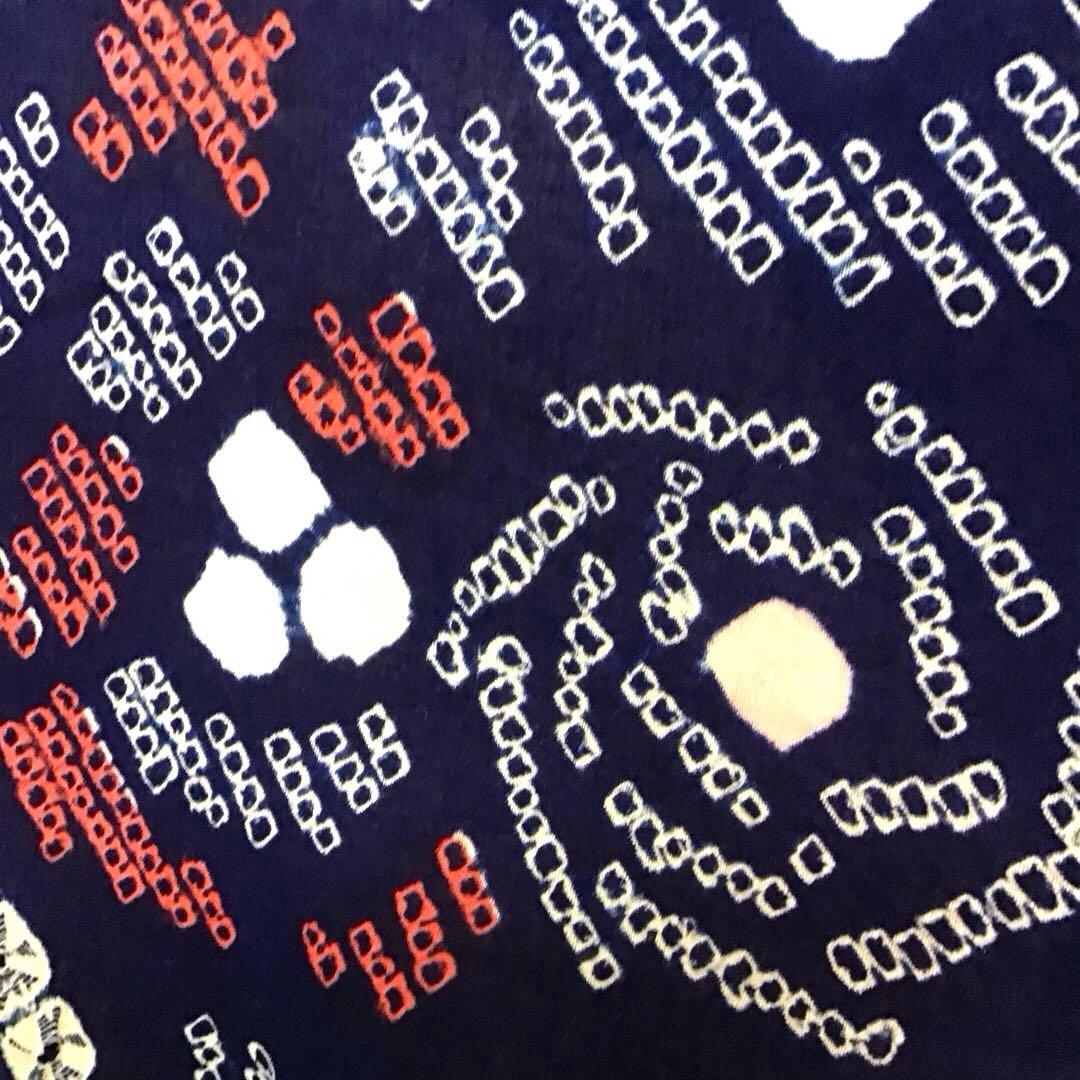 未使用☆本場有松絞り☆誂え浴衣☆紺色☆ばら☆身丈168☆裄丈68☆