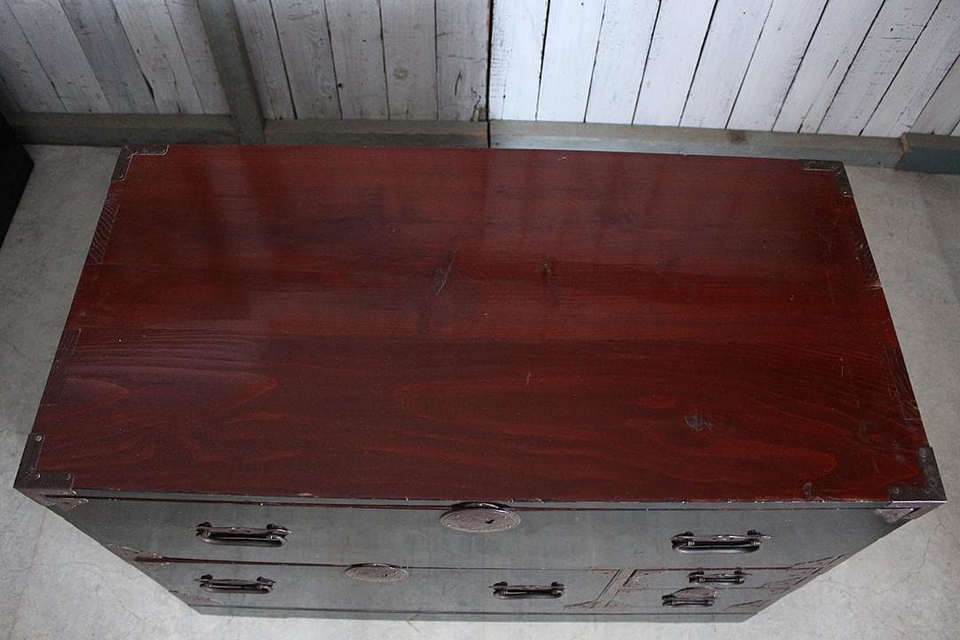 ゆず　綺麗な丸金具庄内箪笥　4杯　タンス　収納　古家具　古民家　時代家具