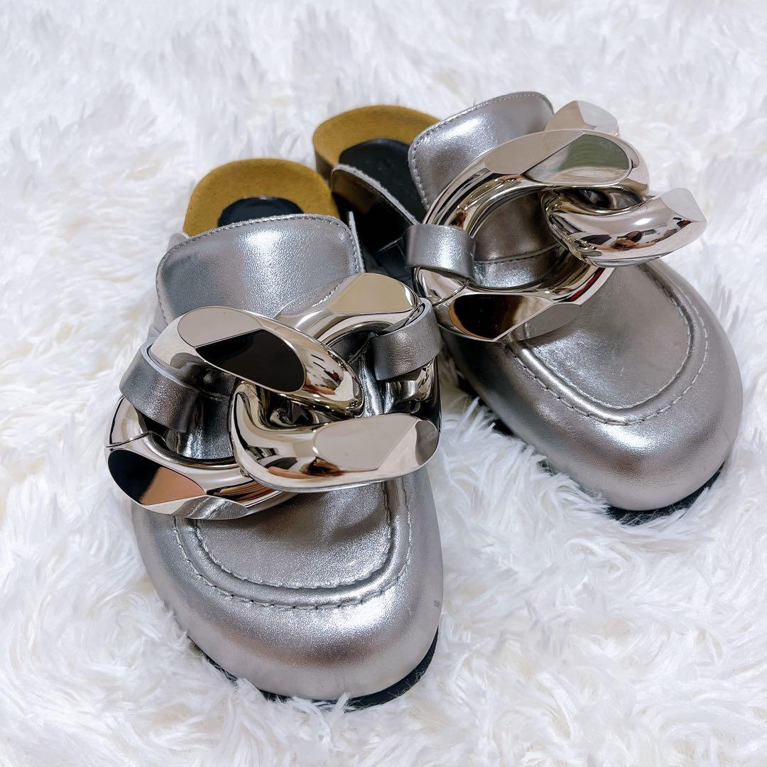 [美品]JW ANDERSON チェーンバックレスレザーローファー 36