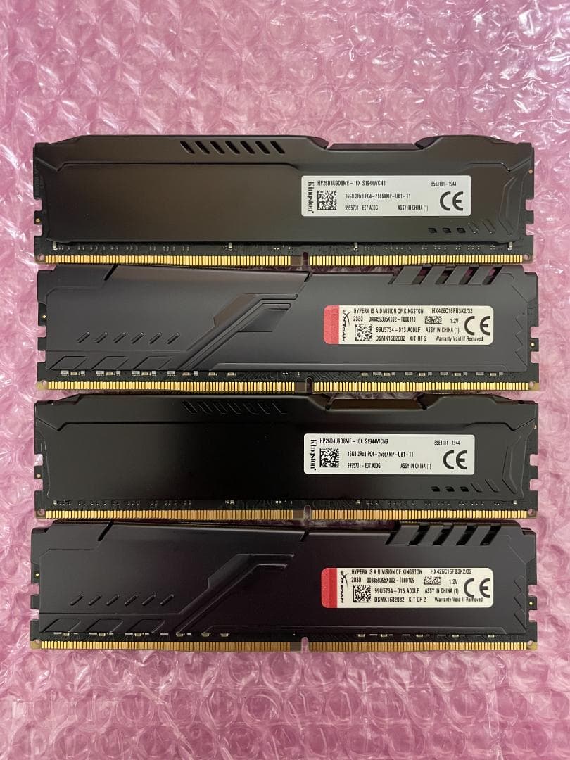メモリ 16GB×4枚=64GB DDR4-2666 Kingston 動作保証