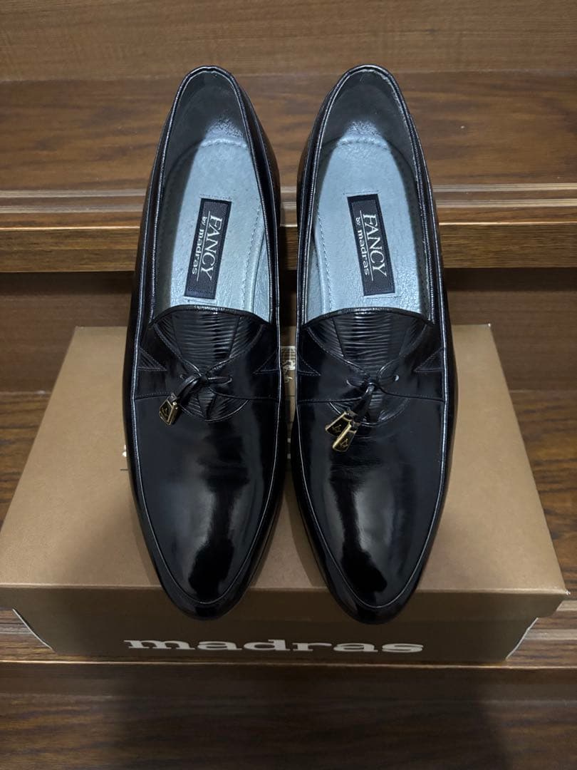 ヒ*す様 マドラスmadras革靴レザードレスシューズFANCY黒25.5EE新