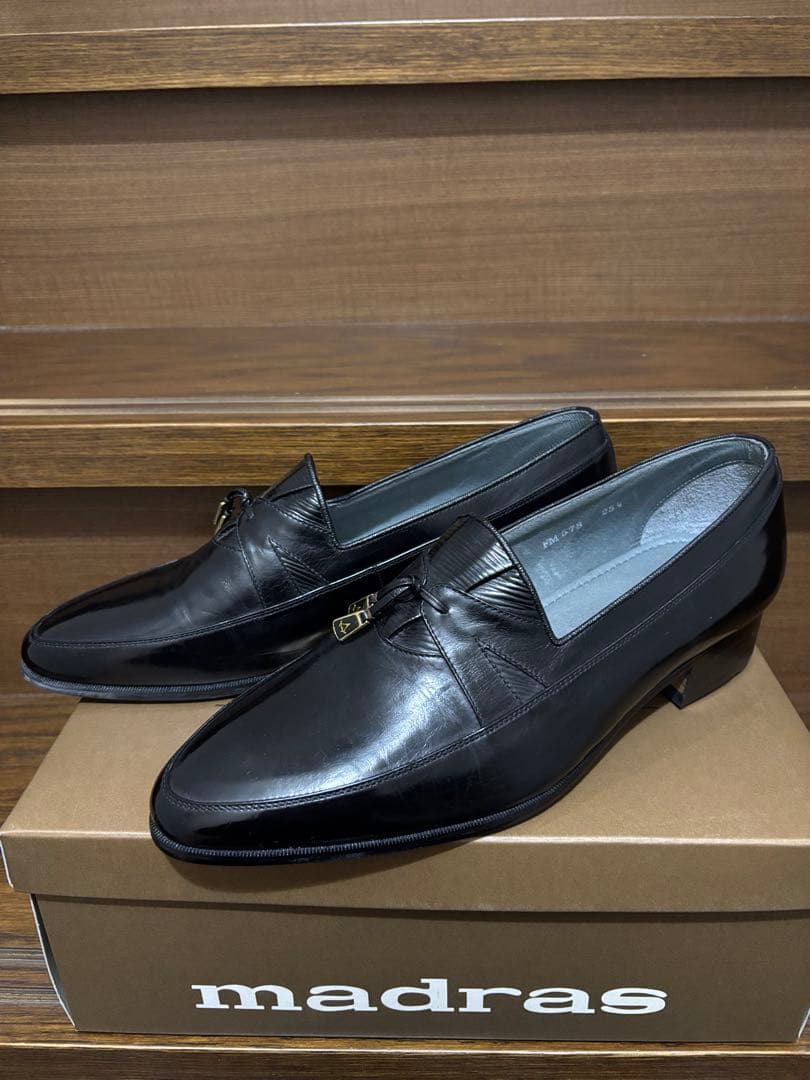 ヒ*す様 マドラスmadras革靴レザードレスシューズFANCY黒25.5EE新