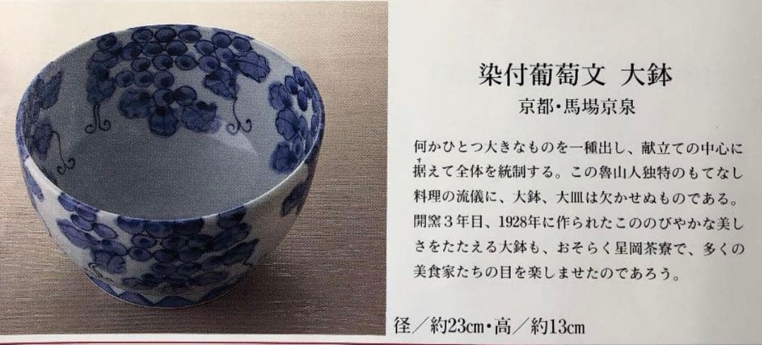 北大路　魯山人 写し 染付葡萄文 大鉢 京都・馬場京泉