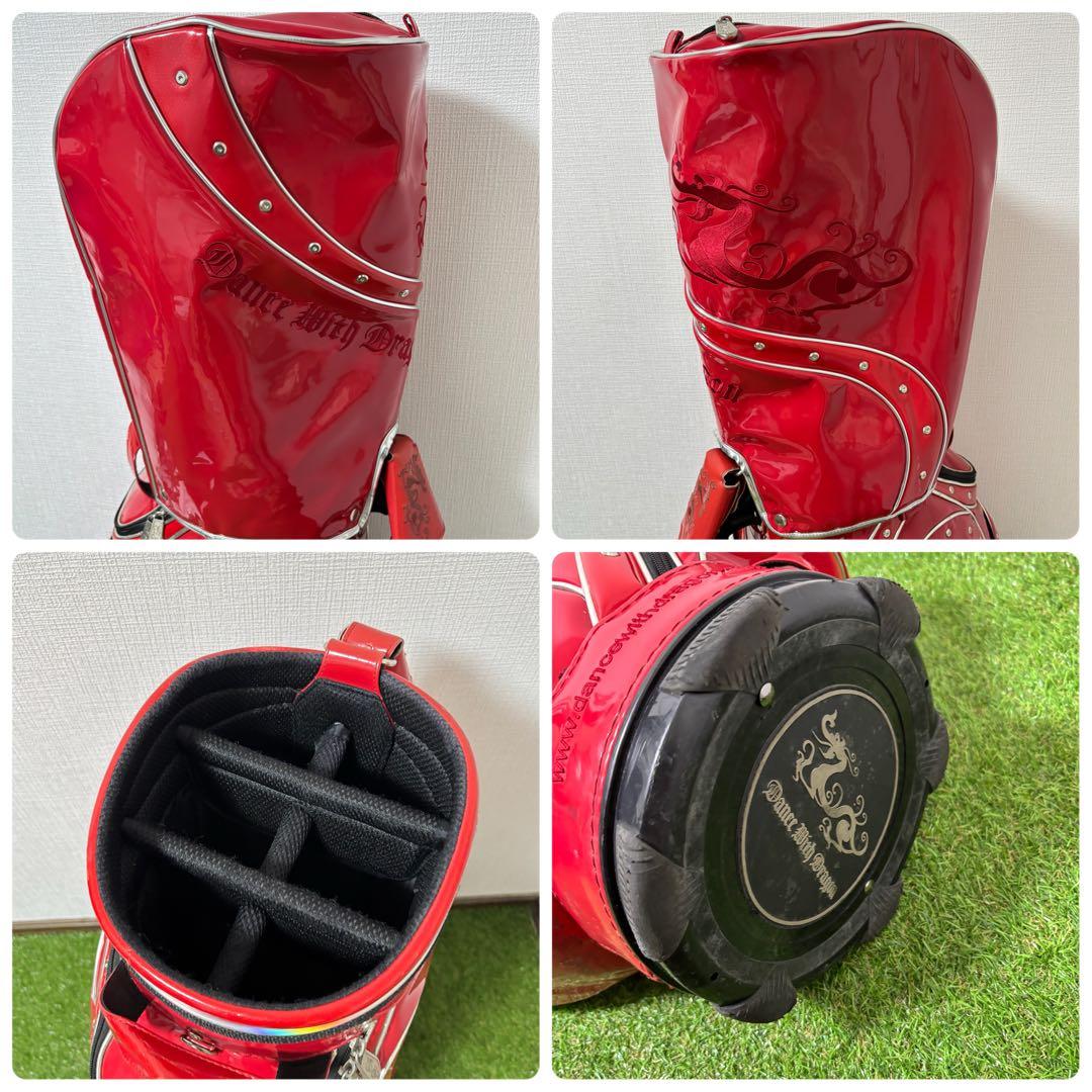 ダンスウィズドラゴン エナメル キャディバッグ 3点式　レッド　赤