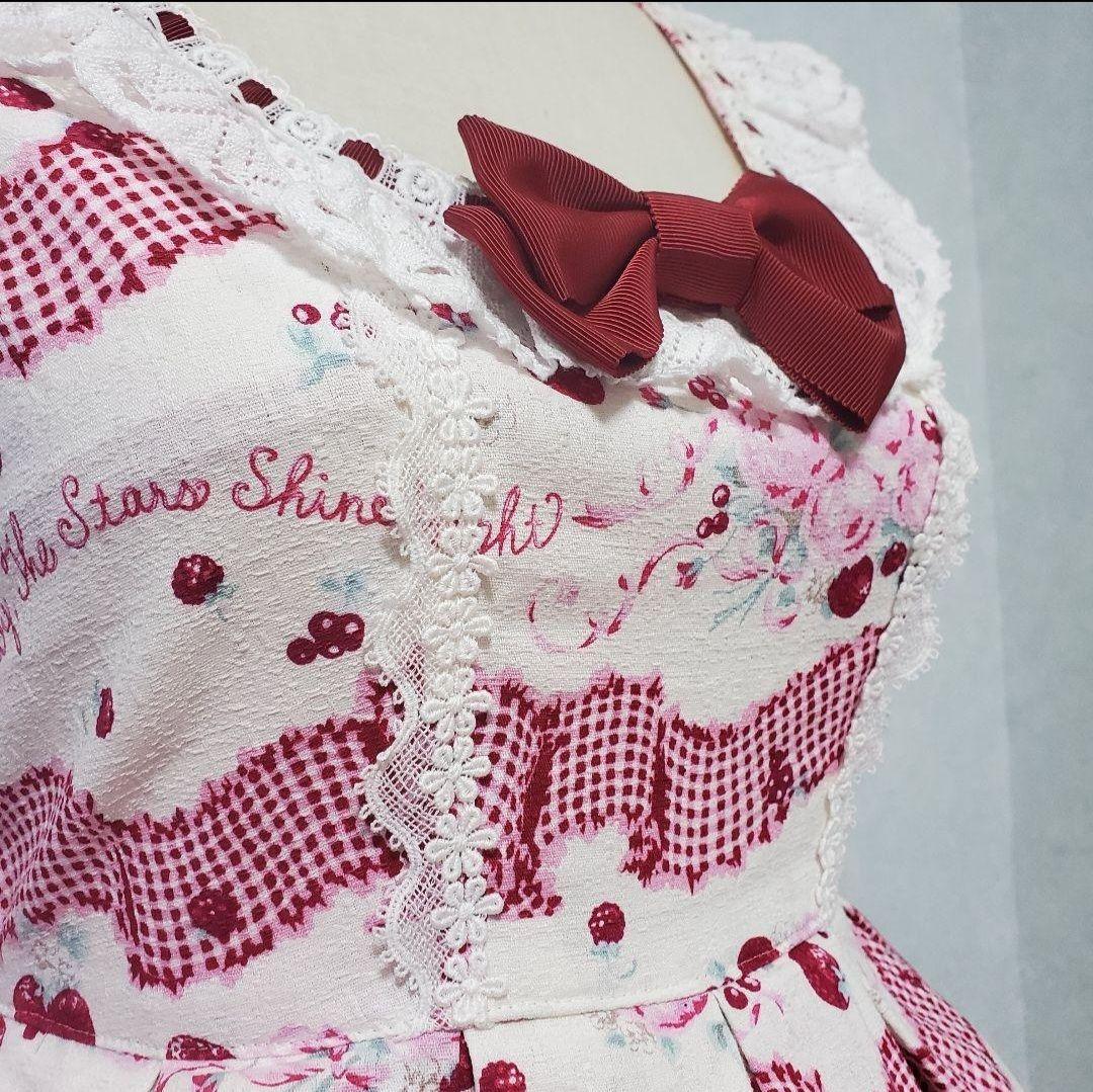 BABY, スウィートギンガムボーダーリボンリボンJSK KC セット オフ白