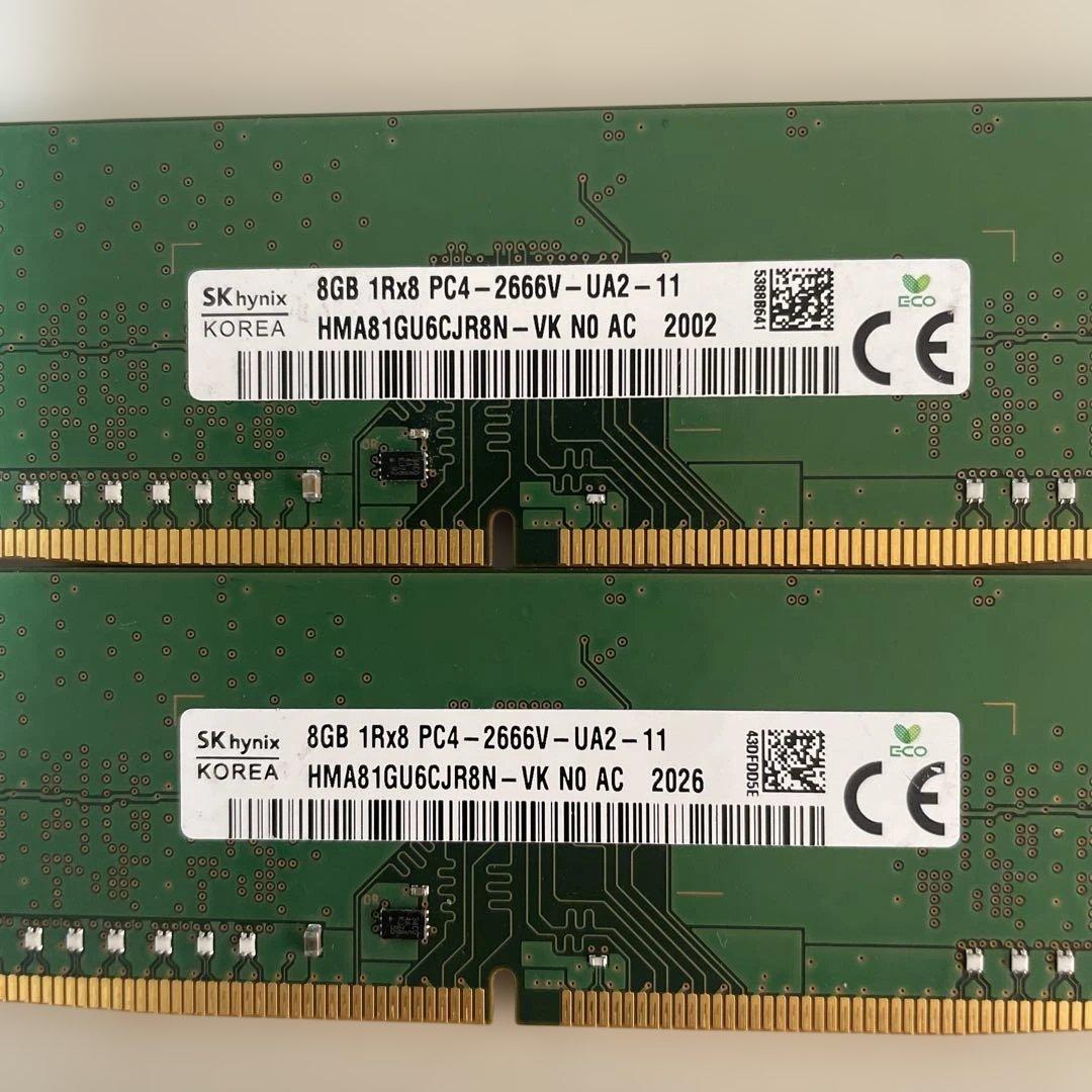 SK hynix 8GB 2枚DDR4 2666Vデクストップ用動作確認済みです