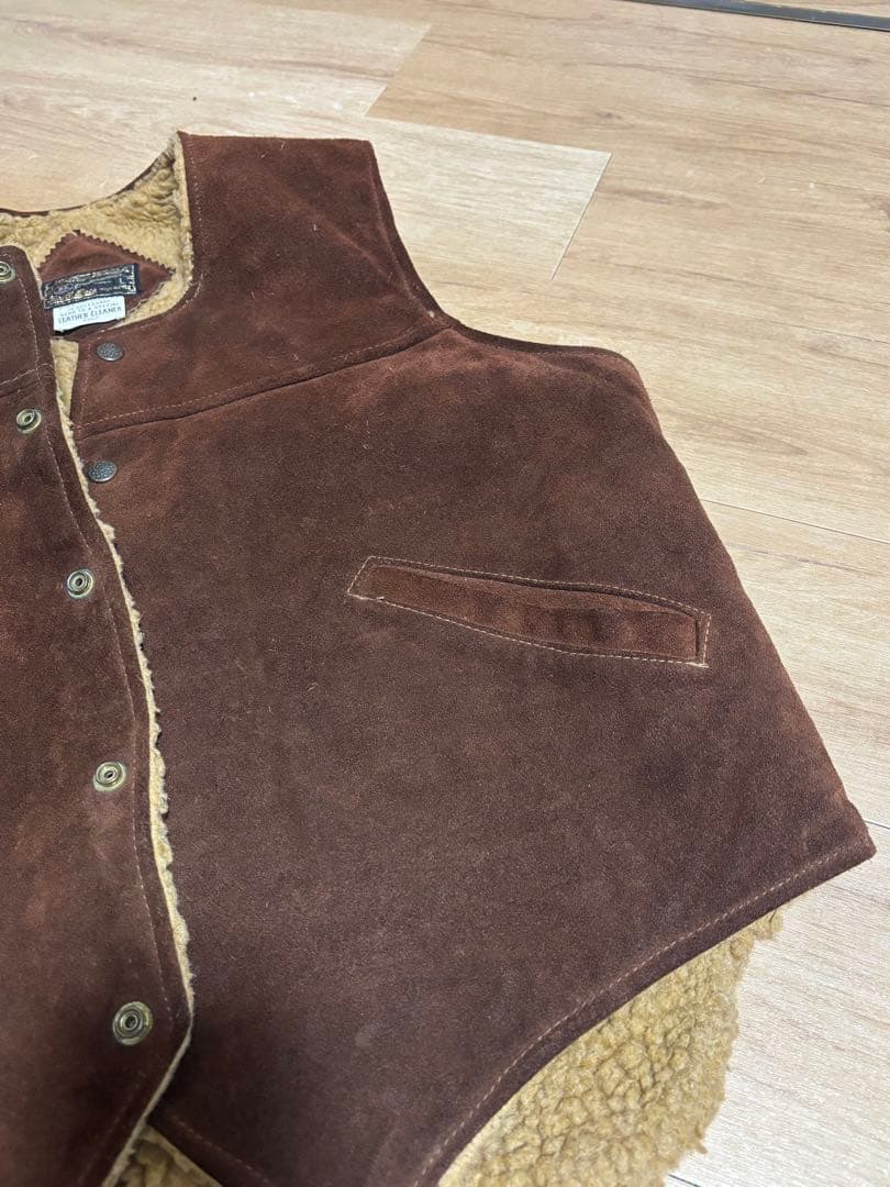 70s〜80s USA製 スエード×ボア レザーベスト L Bill Bros