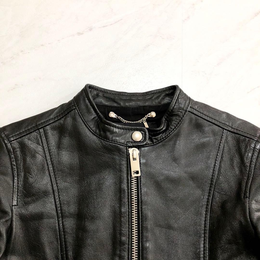【極美品】 DIESEL シングル ライダースジャケット ラムレザー ブラック