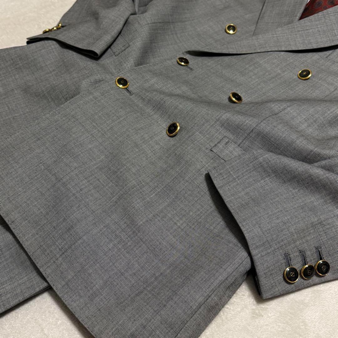 美品　ダンヒル　セットアップスーツ　ダブル　グレー　ロゴボタン　M〜L位