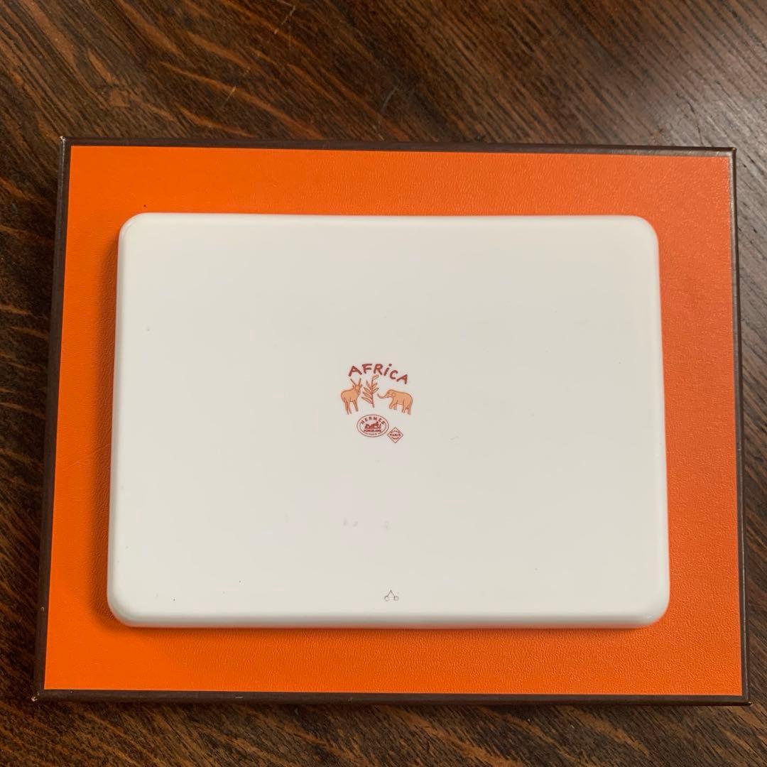 エルメス アフリカ　動物柄トレイ　オレンジ スクエアプレート