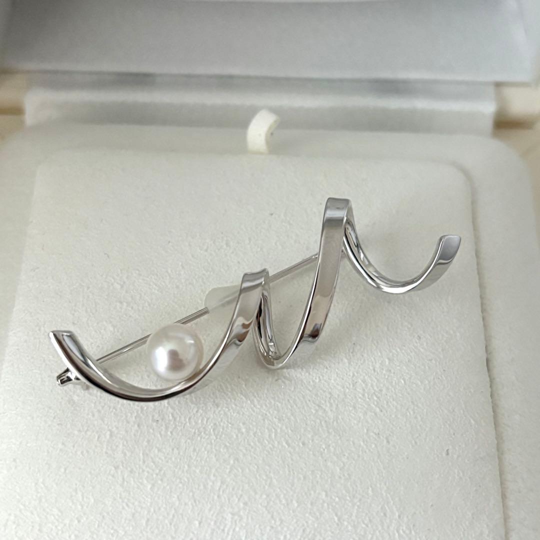 006【ミキモト】シルバー　ブローチ　M パール　約7.1mm