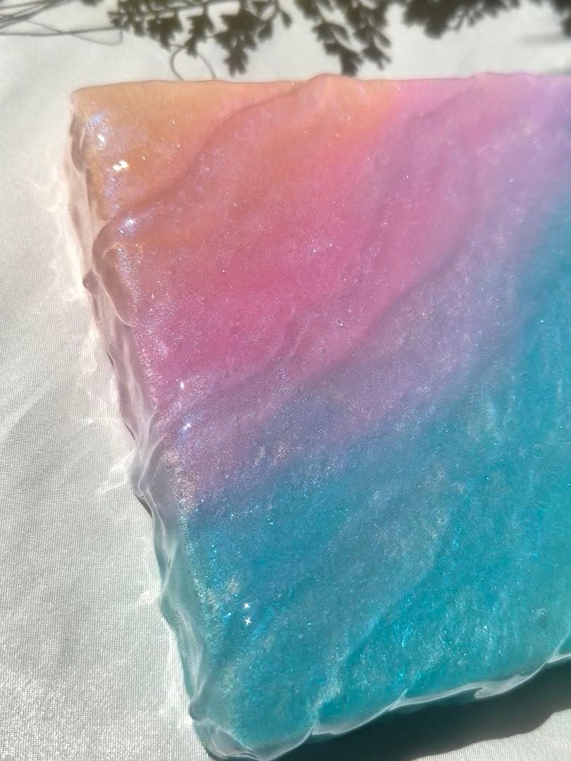 レジンアート　虹×波。　海アート　オーシャンアート　インテリアパネル