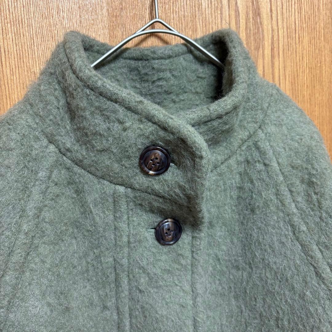 （美品）Ray BEAMS シャギースタンドカラーコート グリーン　S