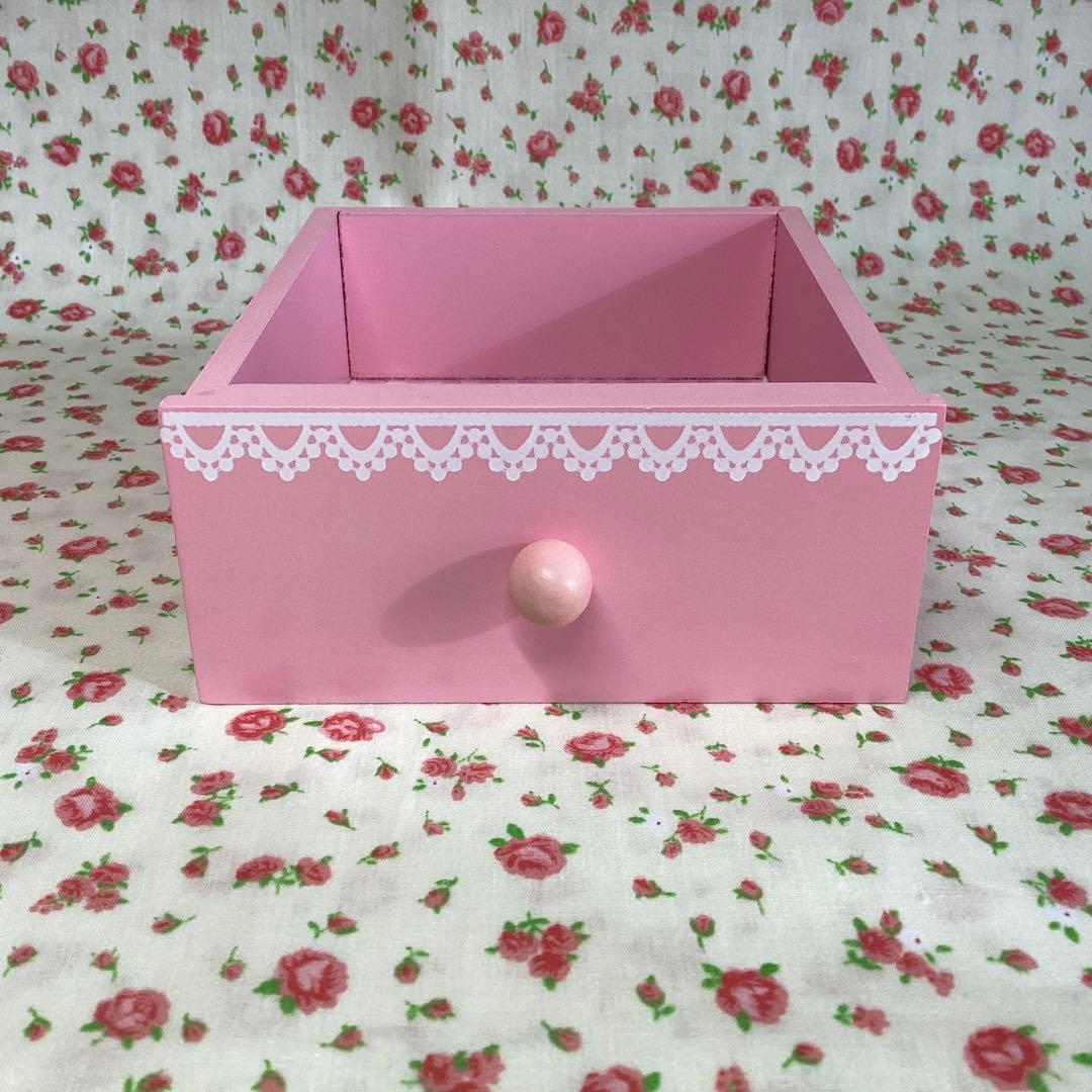 【未使用】マザーガーデン　いちご　小物入れ　チェスト　木製　レア　苺　ピンク