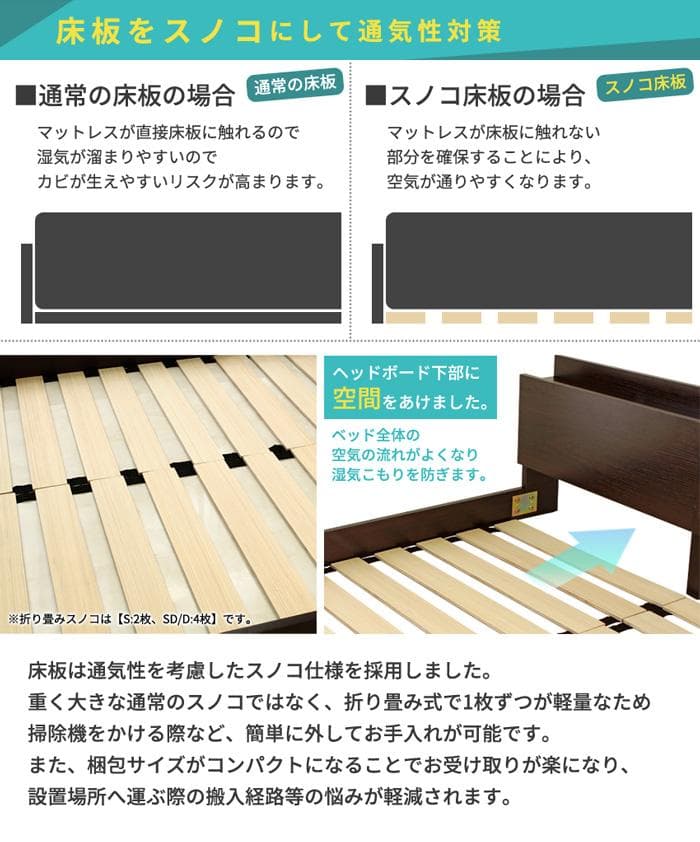 【ブラック　シングルとセミダブル】便利な宮付きのフロアベッド＜フレームのみ＞