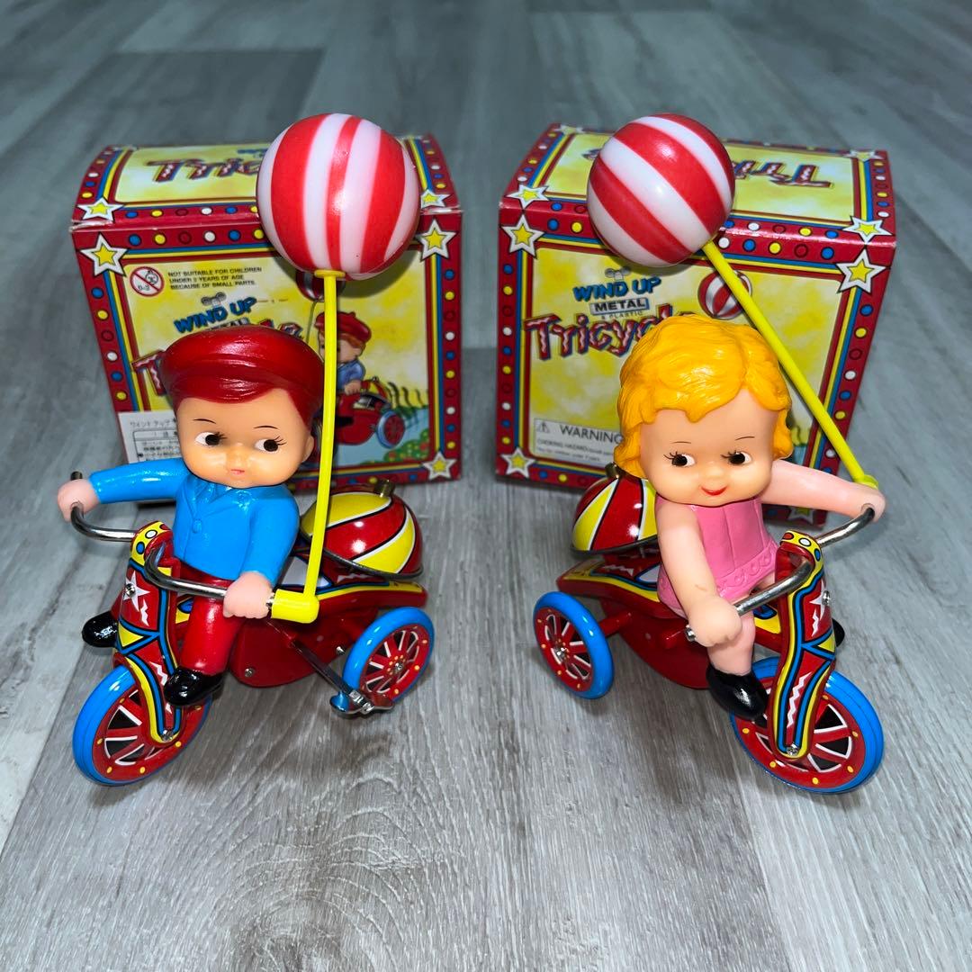 【希少】 ブリキ　三輪車　おもちゃ　昭和レトロ　アンティーク　ゼンマイ　ネジ巻き