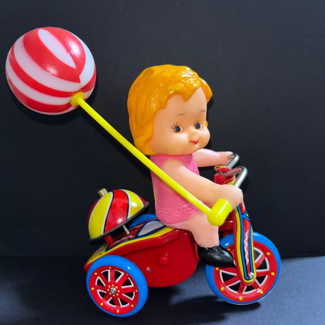 【希少】 ブリキ　三輪車　おもちゃ　昭和レトロ　アンティーク　ゼンマイ　ネジ巻き