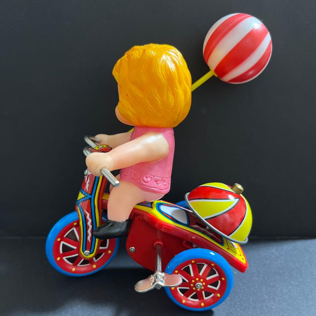 【希少】 ブリキ　三輪車　おもちゃ　昭和レトロ　アンティーク　ゼンマイ　ネジ巻き