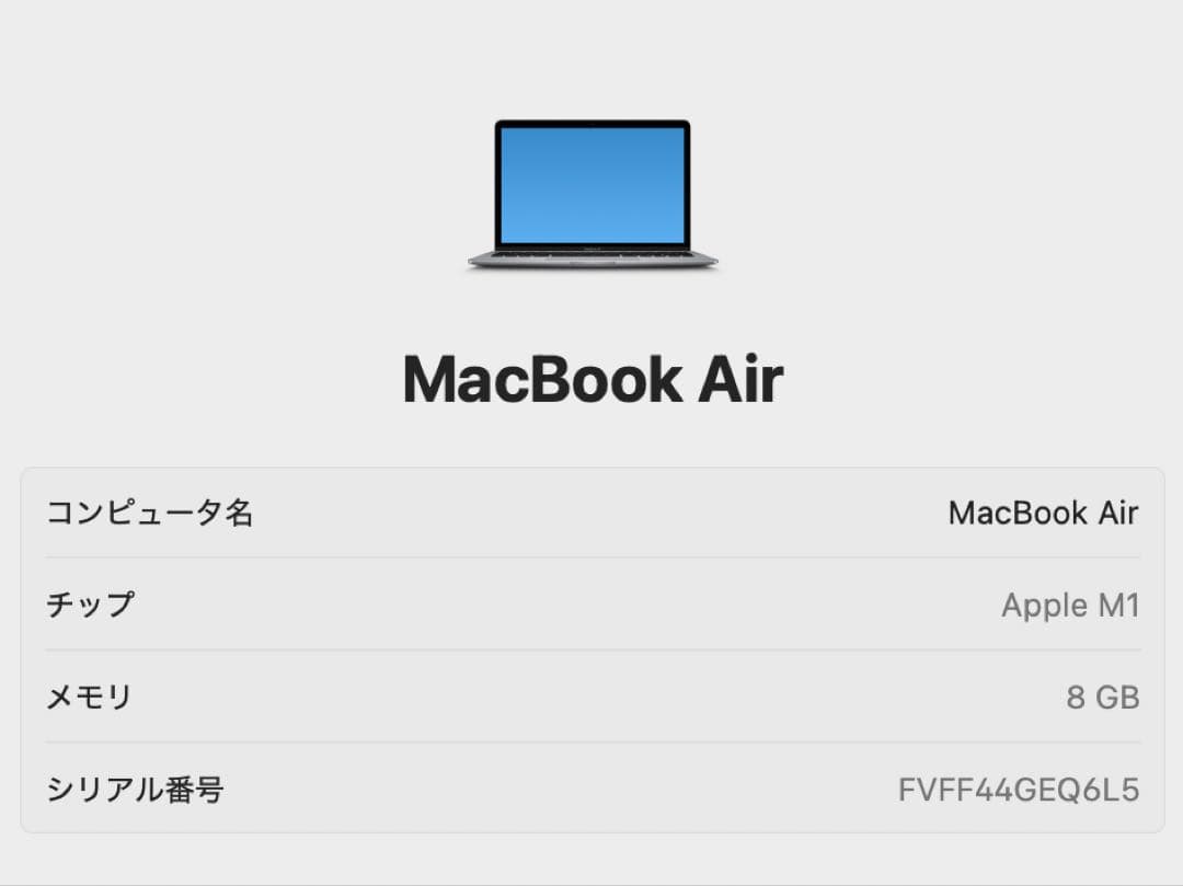 MacBook Air 13インチ M1 2020 8GB/512GB