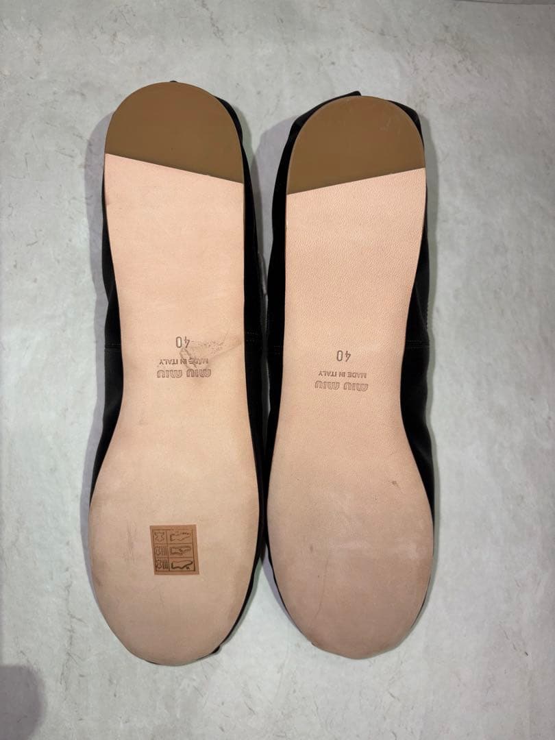 【美品】ミュウミュウ バレエシューズ サテンバレリーナ サイズ40 黒