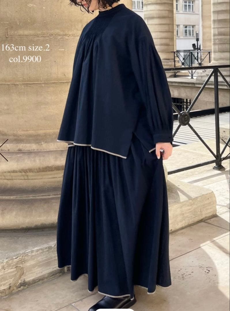 今期新品⭐︎メゾンドソイル⭐︎バルーン袖・スタンドカラープルオーバーシャツ