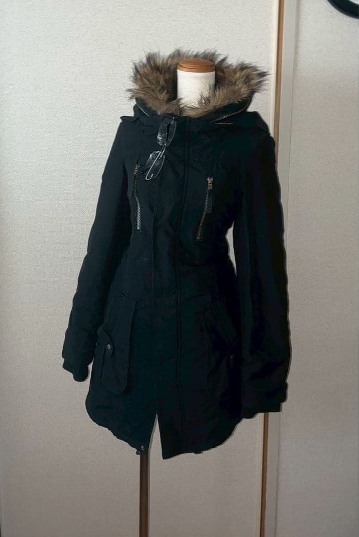 希少00sy2k平成ギャル黒モッズ　ミリタリーフード　ギミックダークコア小悪魔