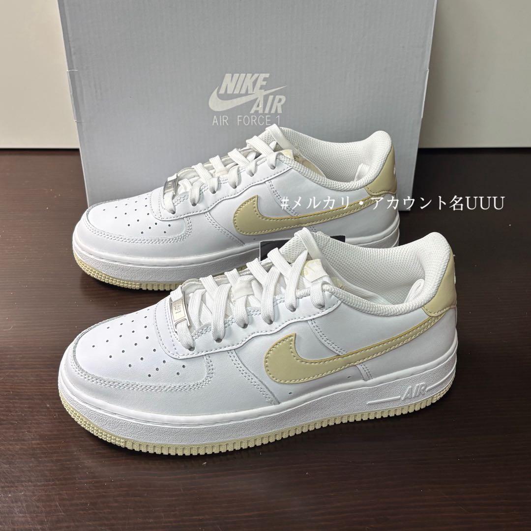 【新品24.5cm】NIKE｜エアフォース１GS｜ホワイト/ライトベージュ