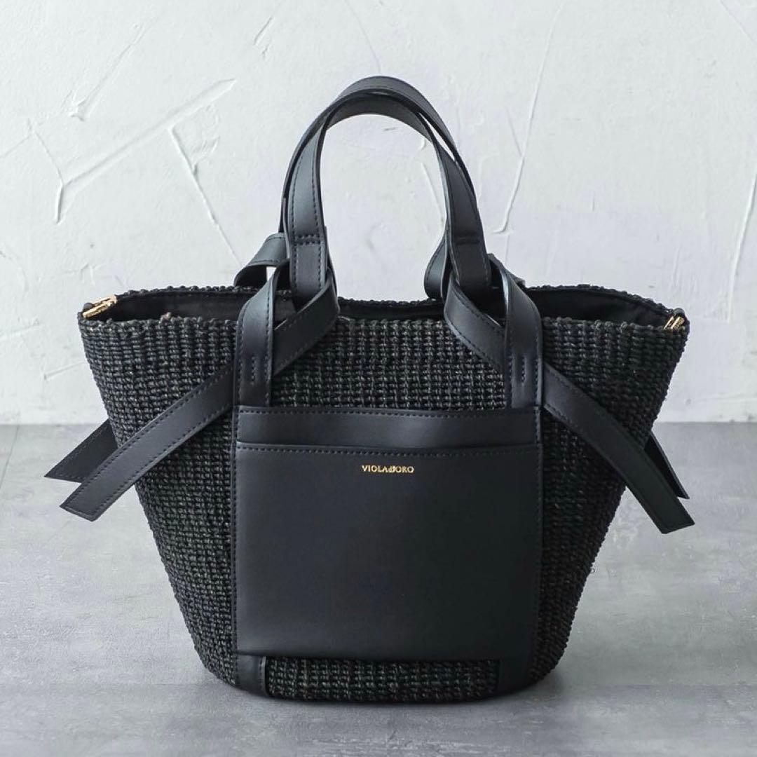 【新品】ヴィオラドーロMIRO アバカ 2WAYレザーポケットトート