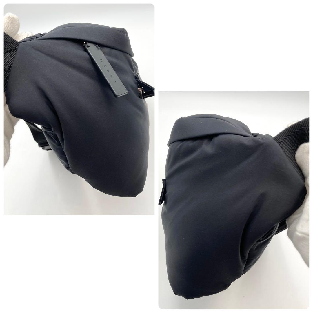 現行！レア✨ MARNI パフ バムバッグ ボディバッグ ナイロン 黒 ロゴタグ