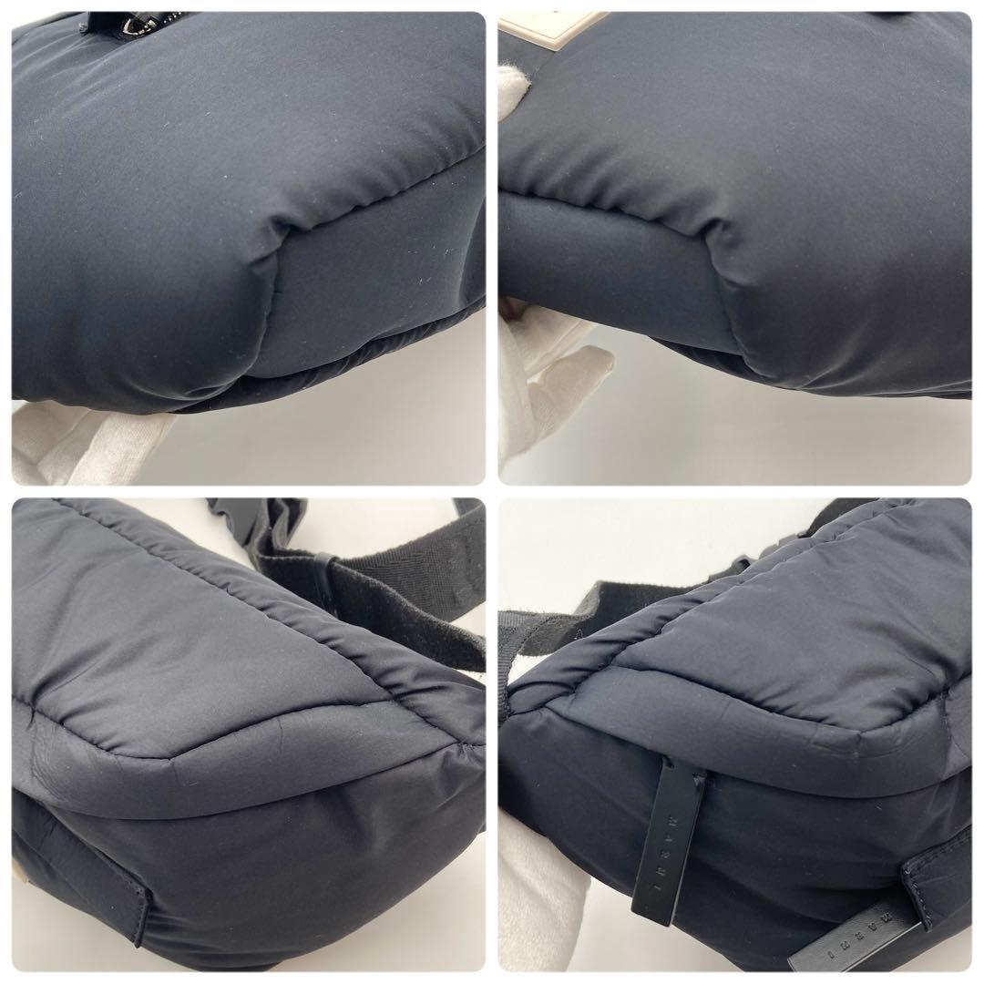 現行！レア✨ MARNI パフ バムバッグ ボディバッグ ナイロン 黒 ロゴタグ