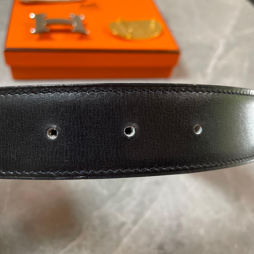 美品エルメスHERMES ベルト85リバーシブル　バックルシルバー