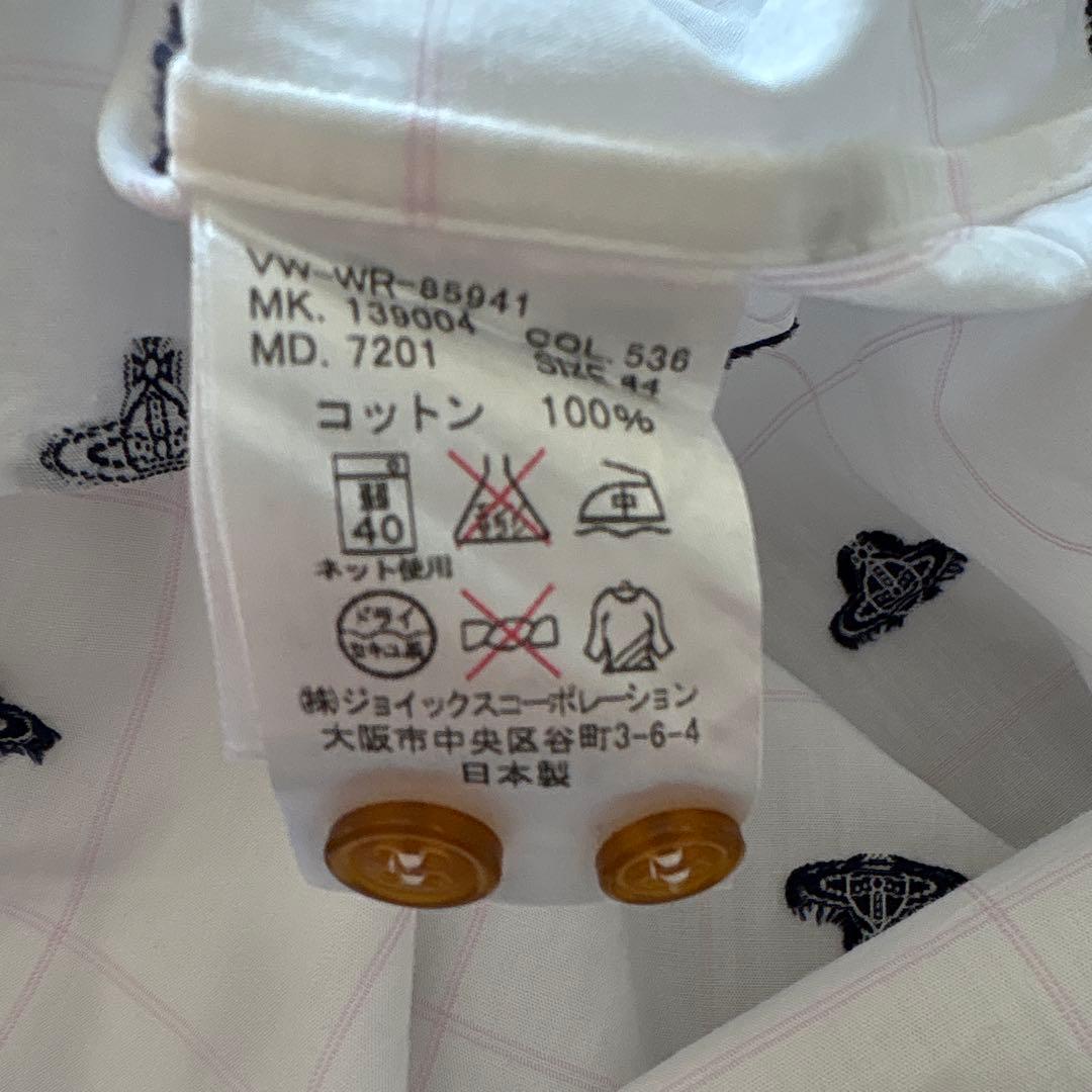 くりマン〜ヴィヴィアンウエストウッドマンM 白　長袖チェックシャツ