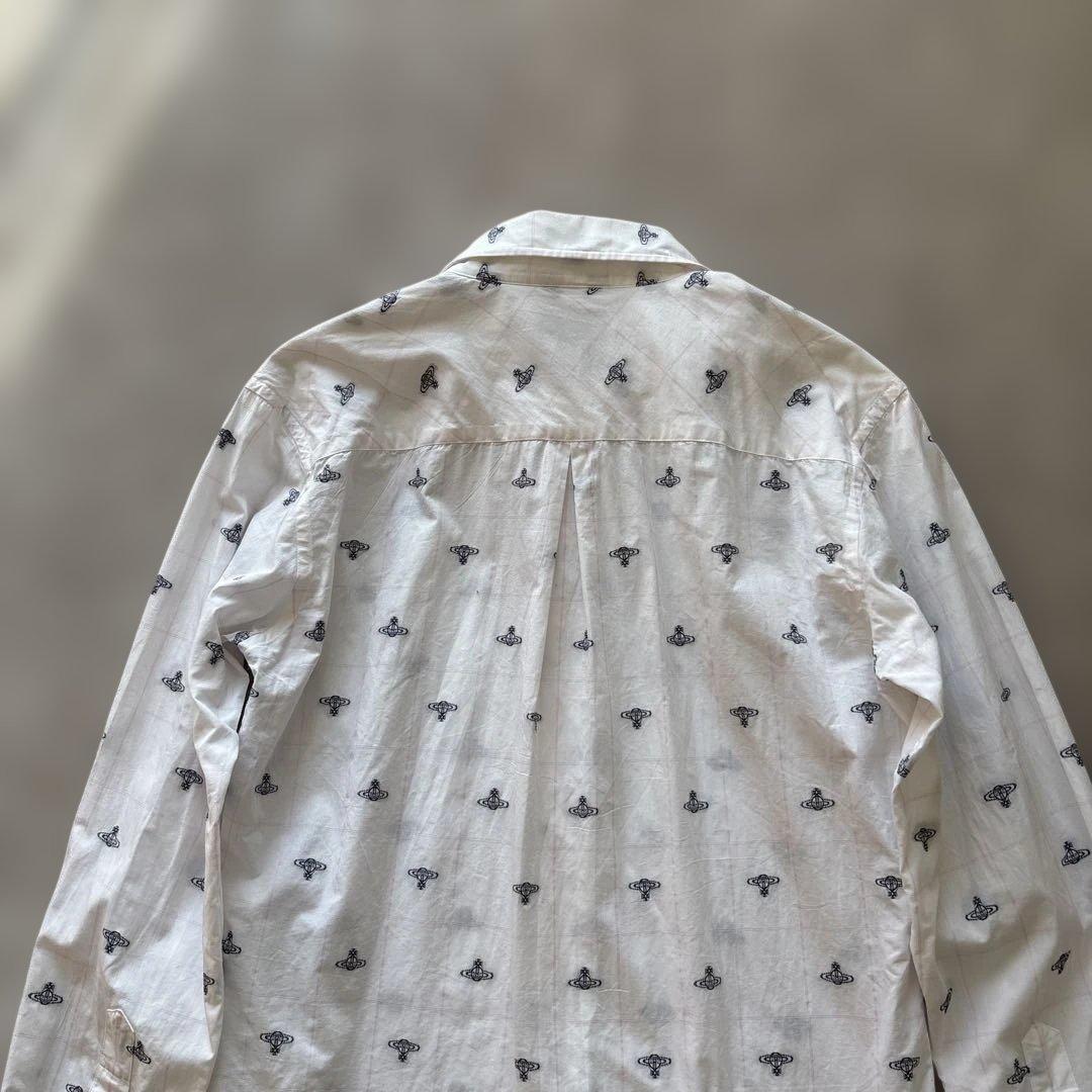 くりマン〜ヴィヴィアンウエストウッドマンM 白　長袖チェックシャツ