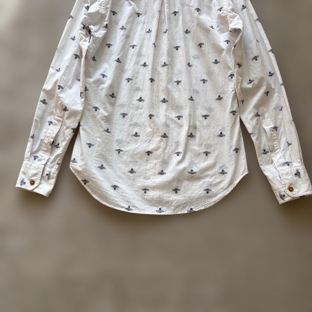 くりマン〜ヴィヴィアンウエストウッドマンM 白　長袖チェックシャツ